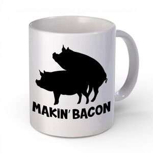 Makin' Bacon Pigs Funny Ceramic Mug - NWT